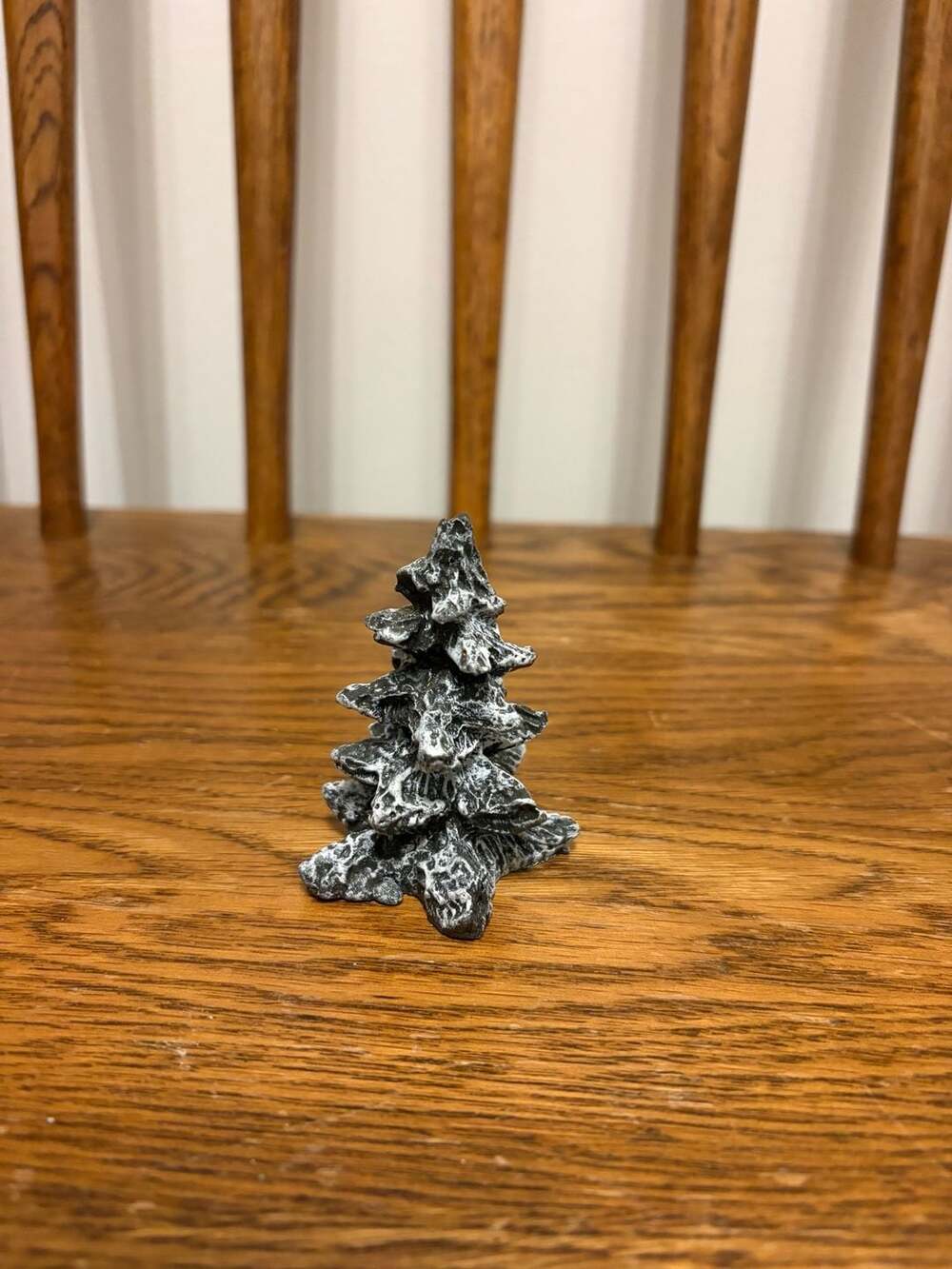 Christmas Village Miniature Snowy Pine Tree Figurine 2 Inches Black Resin